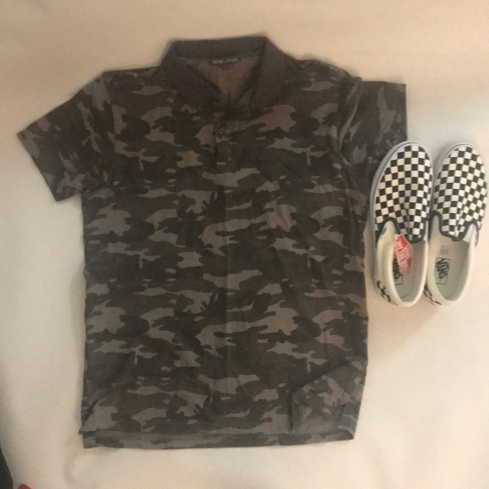 Slate & stone camo pique polo size large